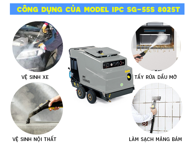 Các công dụng trong đời sống của Máy rửa xe nước nóng IPC V200 MD-H 2015 PiD (Động cơ Diesel)