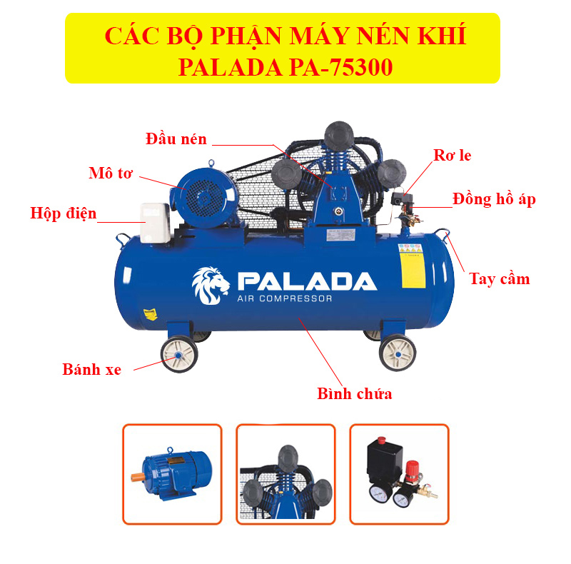 Cấu tạo máy nén khí Palada PA-75300