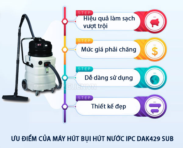 Máy hút bụi IPC DAK429 SUB có hiệu quả làm sạch vượt bậc