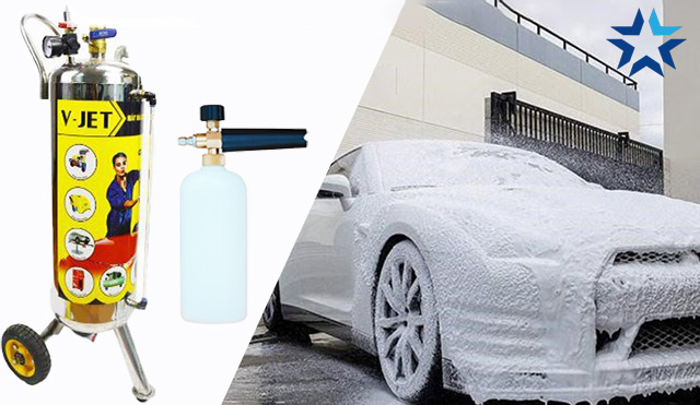 Bình bọt tuyết thiết bị hỗ trợ cho các tiệm rửa xe phổ biến hiện nay