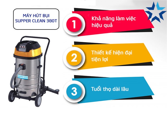 Một số ưu điểm của máy hút bụi nước Supper Clean 380T trong công nghiệp